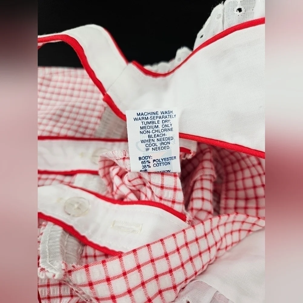 🐞 NWT 80s Carter's 12 Month Overalls Outfit Vintage LITTLE LADYBUG Red Plaid